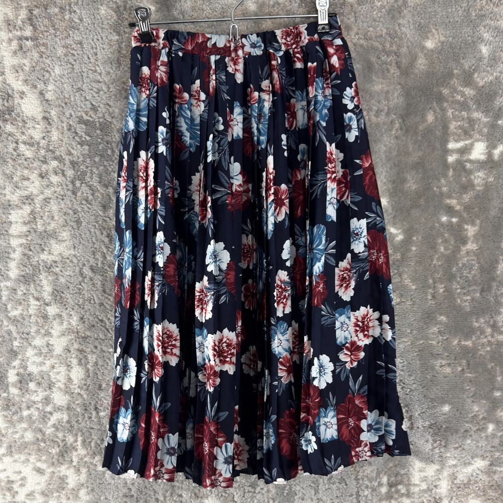 Banana Republic Size XS Dark Floral Midi‎ Fit Flared Skirt Lined Casual Pull On